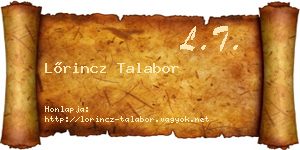 Lőrincz Talabor névjegykártya